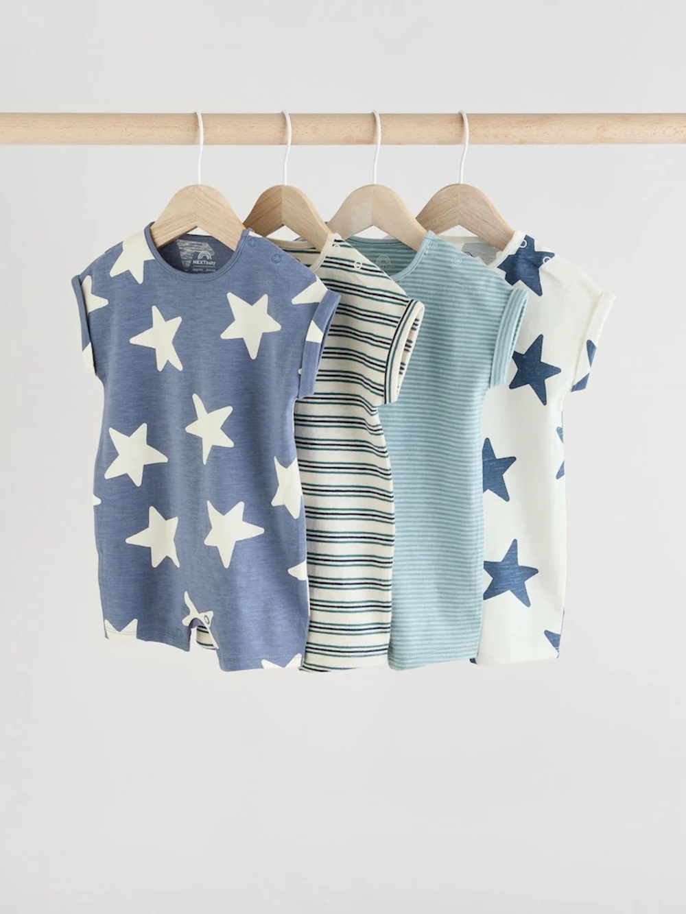 Next Baby Teal Blue Jersey Baby Rompers Multi Pack x4